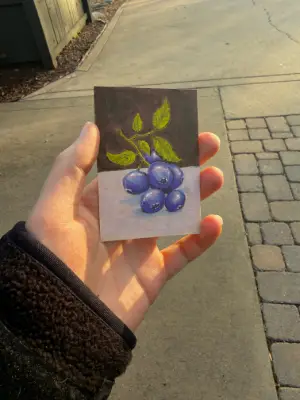 Blueberries Acrylic Painting aceo art card thumbnail 2
