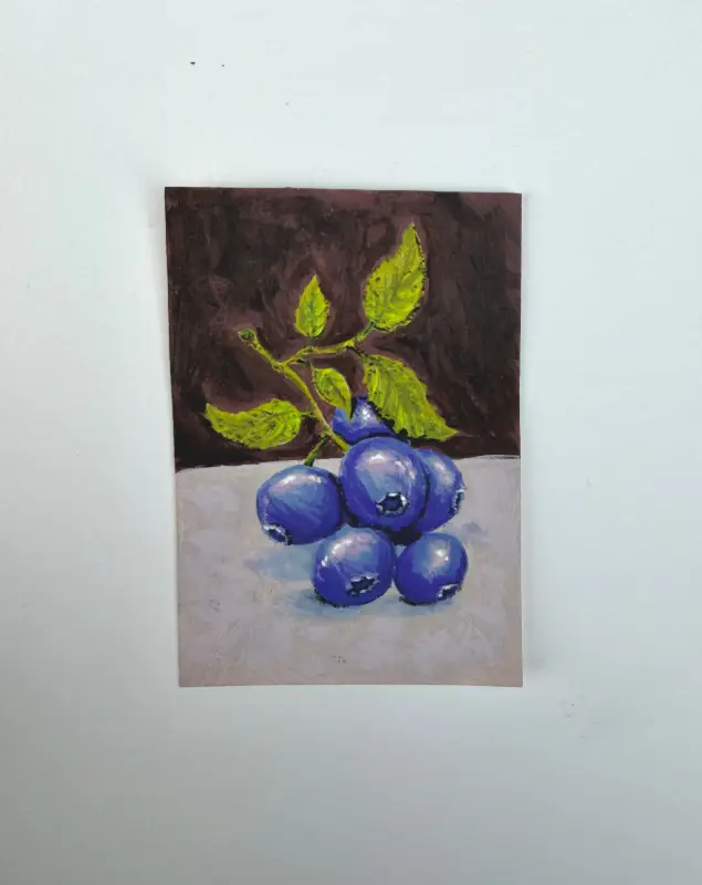 Blueberries Acrylic Painting aceo art card