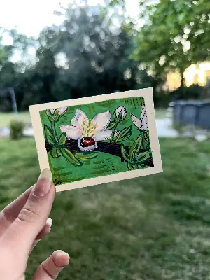 Ladybug in a Flower aceo art card thumbnail 1