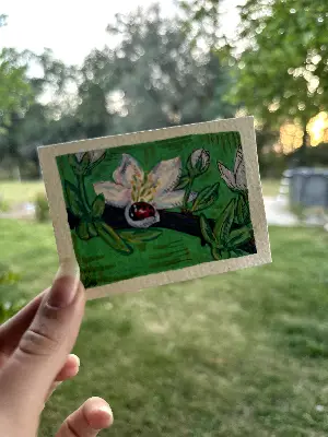 Ladybug in a Flower aceo art card thumbnail 2
