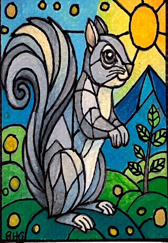 Stevie Squirrel aceo art card
