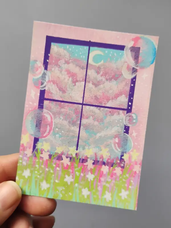 Bubble Here, Bubble There aceo art card
