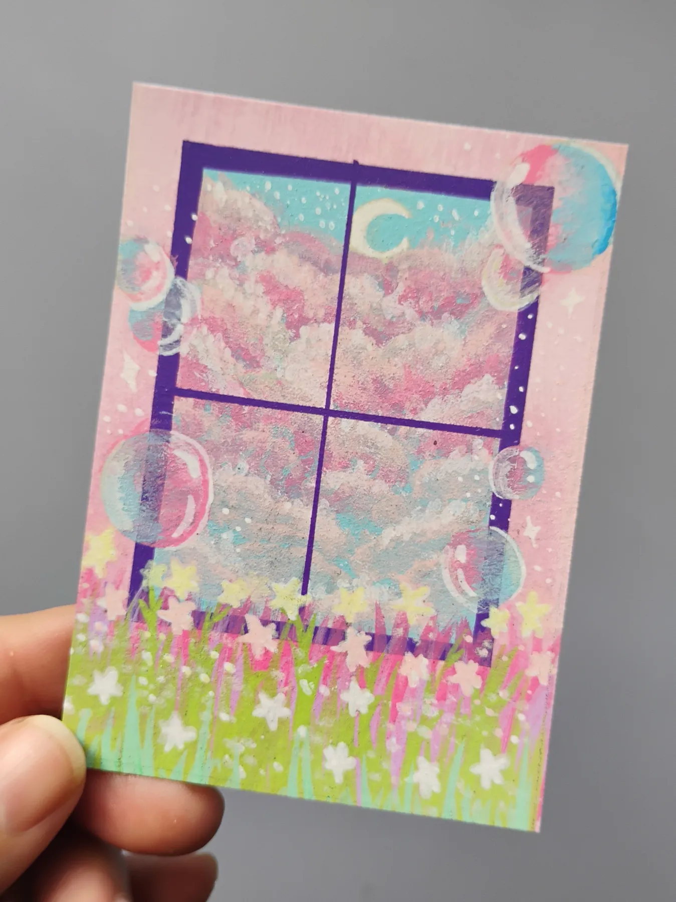 Bubble Here, Bubble There aceo art card
