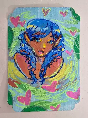 Wading in the Water aceo art card thumbnail 1