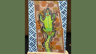Funky Little Gecko aceo art card thumbnail 2