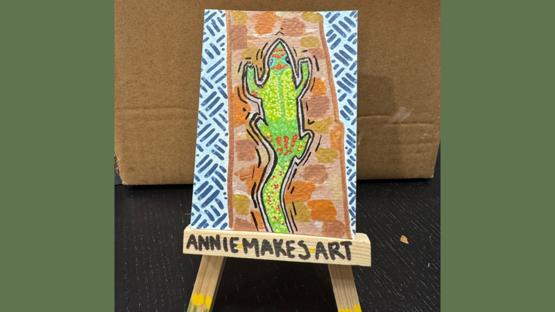 Funky Little Gecko aceo art card