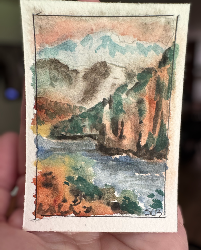 Salmon River aceo art card