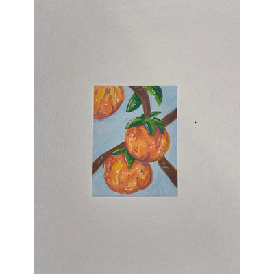 Peach Tree aceo art card thumbnail 1