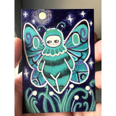 Midnight Moth aceo art card thumbnail 2