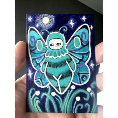 Midnight Moth aceo art card thumbnail 1