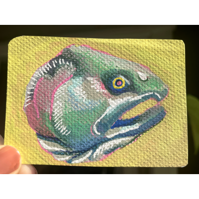 Fish Head - Original artwork by Norah Mae aceo art card thumbnail 1