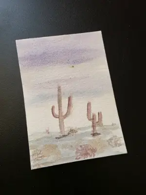 Pastel Desert aceo art card thumbnail 2