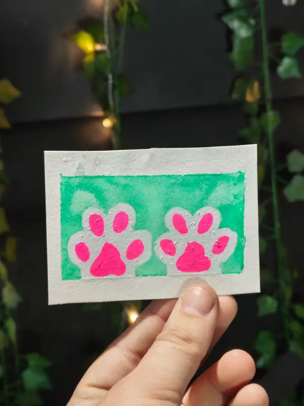 White paws aceo art card