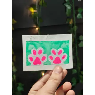 White paws aceo art card thumbnail 1