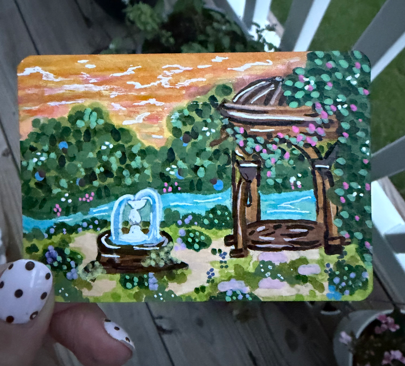 ACEO “Serenity” Original & Signed Gazebo Nature Landscape Sunset aceo art card