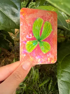 Glittery Clover (holographic) aceo art card thumbnail 2