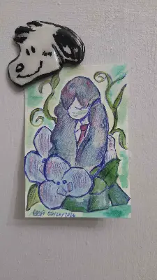 Miku and Orquids aceo art card thumbnail 2