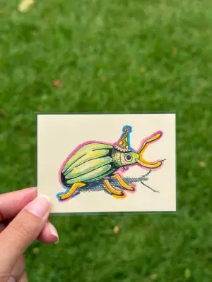 Party Weevil aceo art card thumbnail 1