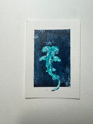 Hammerhead shark acrylic painting on canvas paper ashley Leary ocean coastal marine life wildlife aceo art card thumbnail 1