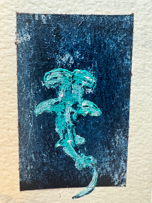 Hammerhead shark acrylic painting on canvas paper ashley Leary ocean coastal marine life wildlife aceo art card thumbnail 2