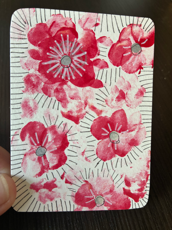 Thumbprint Florals aceo art card