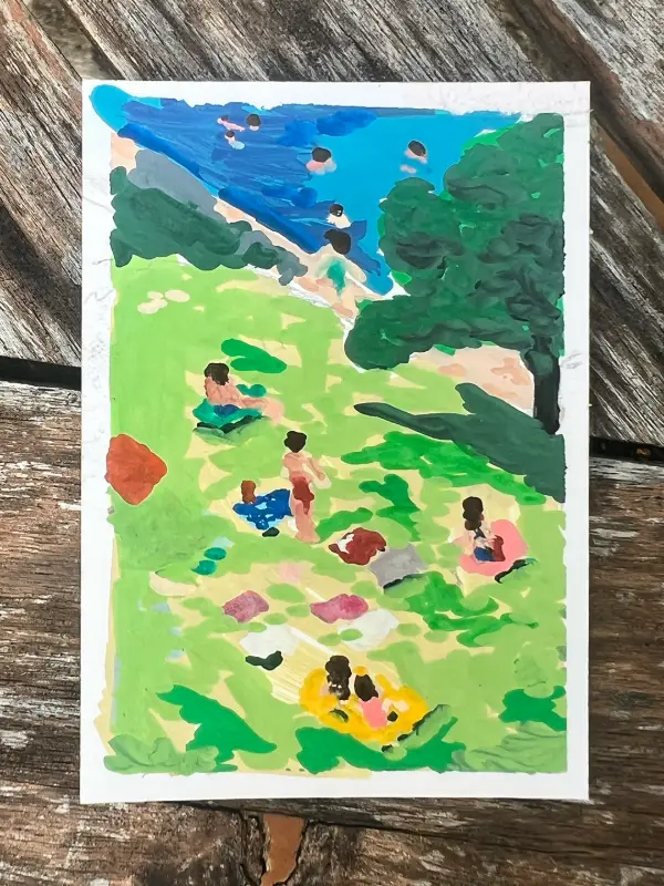 "Barton Springs" and "Austin BBQ" aceo art card