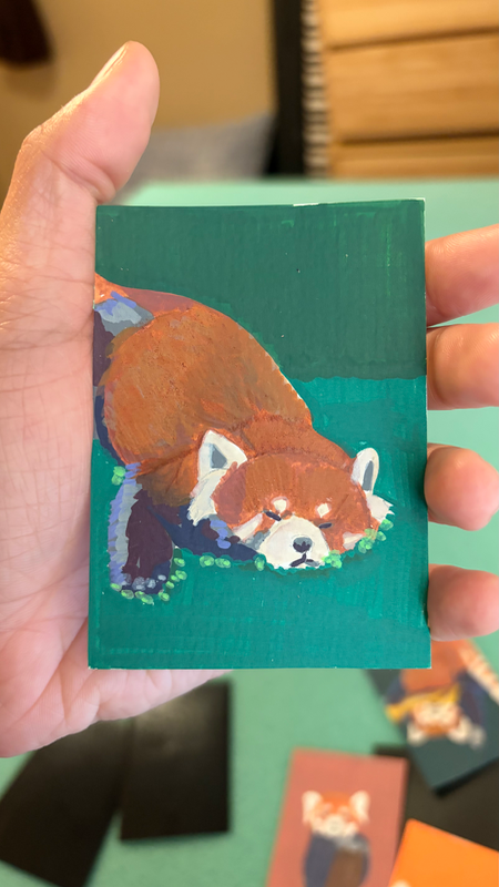 Sleeping Red Panda | Turning Red Series | aceo art card