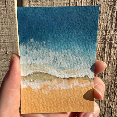 Waves on the Beach aceo art card thumbnail 2