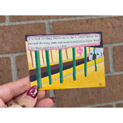 Fun Facts: Train Bubblegum aceo art card thumbnail 1