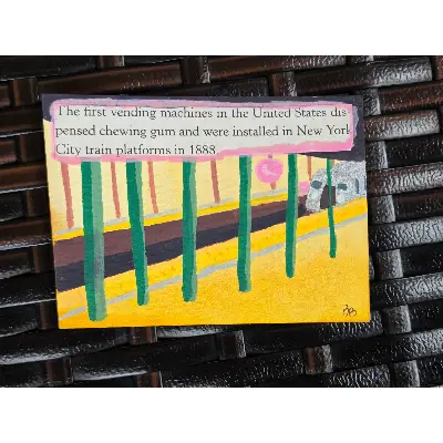 Fun Facts: Train Bubblegum aceo art card thumbnail 2