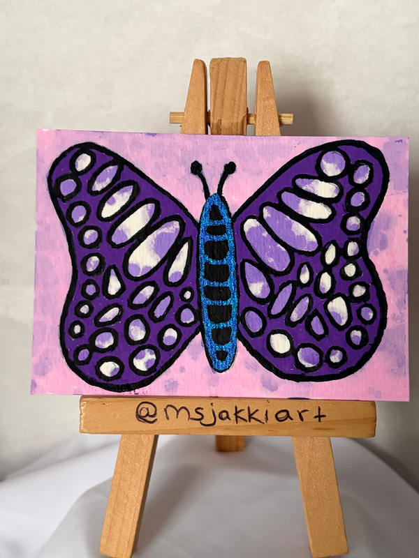 Purple Butterfly aceo art card