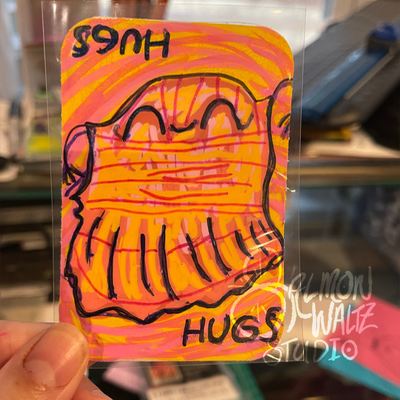 ACEO LOT BUNDLE of 2 TWO - original Ghost Sticker mixed media signed that.weird.art.chick aceo art card thumbnail 1