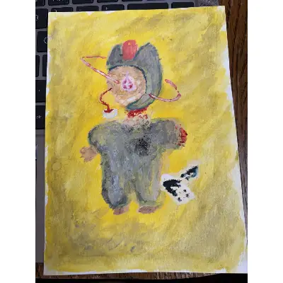 Sidewalk Angel Labubu aceo art card thumbnail 1