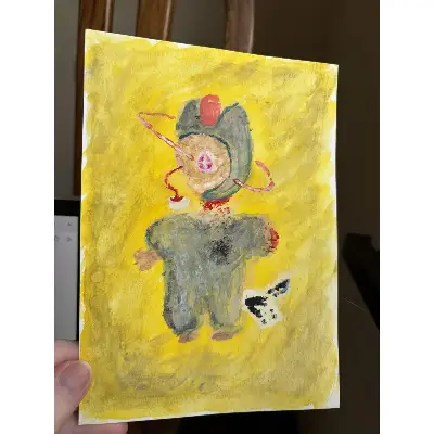 Sidewalk Angel Labubu aceo art card thumbnail 2