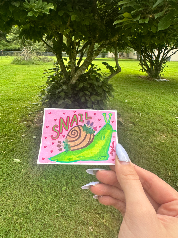 The Garden Lurkers: Snail aceo art card