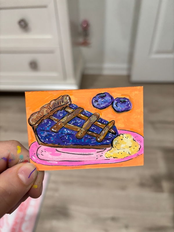 Blueberry Pie Slice aceo art card