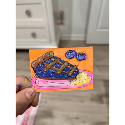 Blueberry Pie Slice aceo art card thumbnail 1