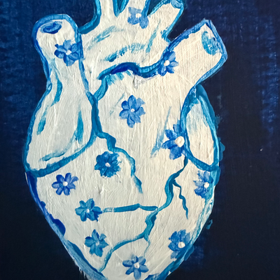 Original Anatomical Heart ACEO | Blue Hearts Vol. 1 #2/3 aceo art card thumbnail 3