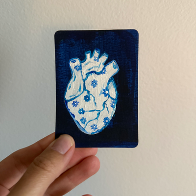 Original Anatomical Heart ACEO | Blue Hearts Vol. 1 #2/3 aceo art card thumbnail 1