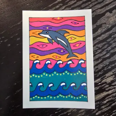 Bingo the dolphin aceo art card thumbnail 2