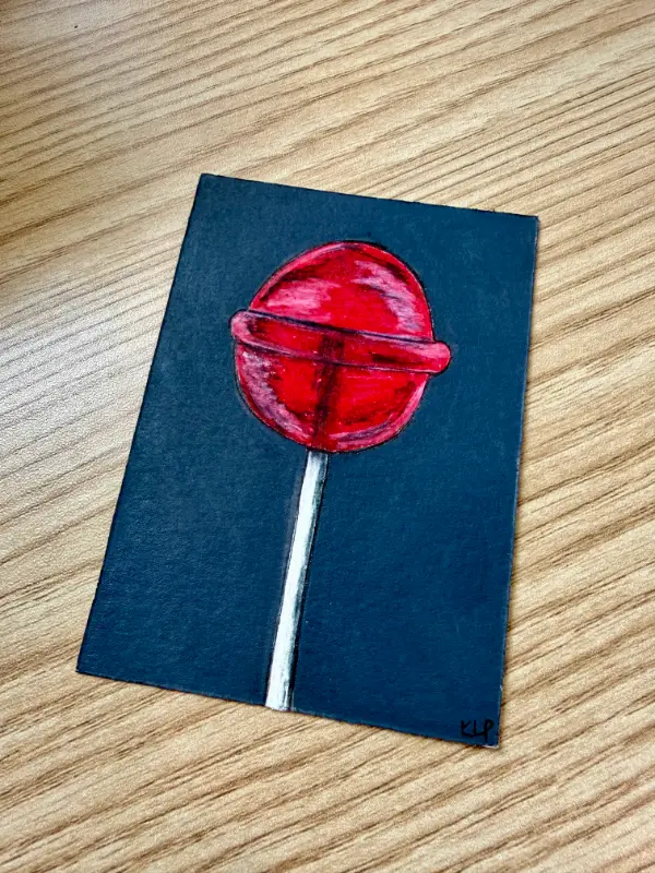 Red Lollipop aceo art card