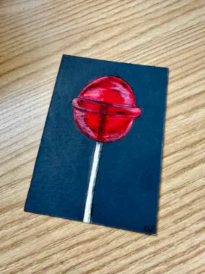 Red Lollipop aceo art card thumbnail 1