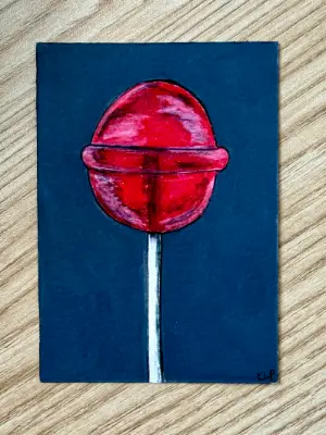 Red Lollipop aceo art card thumbnail 2