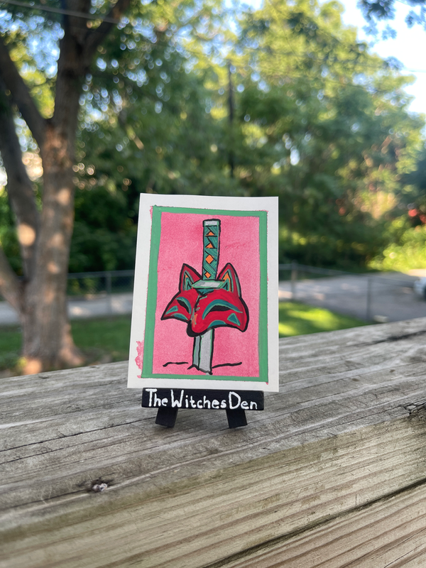 Fox Mask and Sword aceo art card