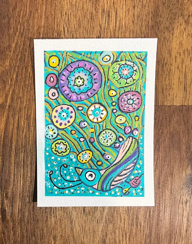 Feathers in Bloom aceo art card