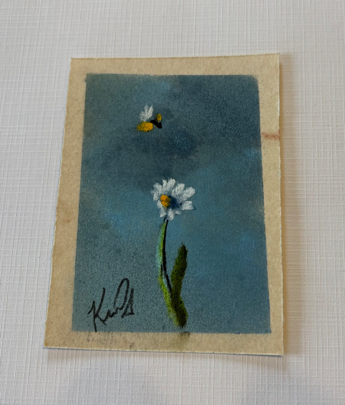 Blue Honey Bee # 2 aceo art card