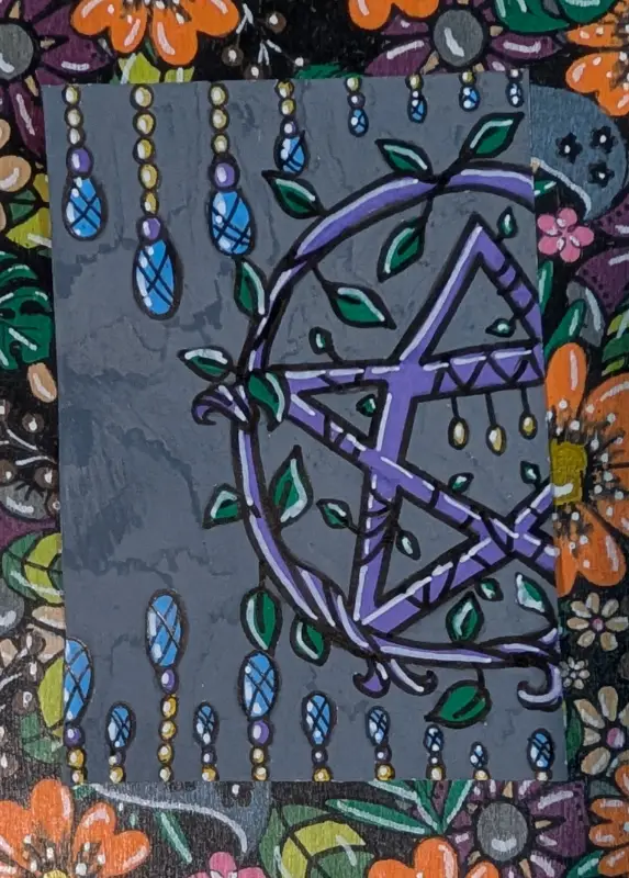 Pentacle - Purple aceo art card