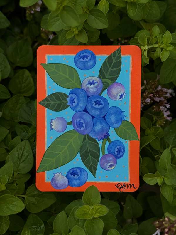Blooming Blueberries 3/3 aceo art card