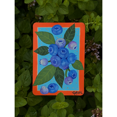 Blooming Blueberries 3/3 aceo art card thumbnail 1