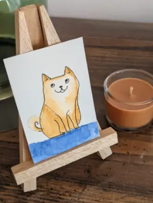ACEO Cartoon Dog Shiba Inu Cute Kawaii Watercolor Original OOAK aceo art card thumbnail 2